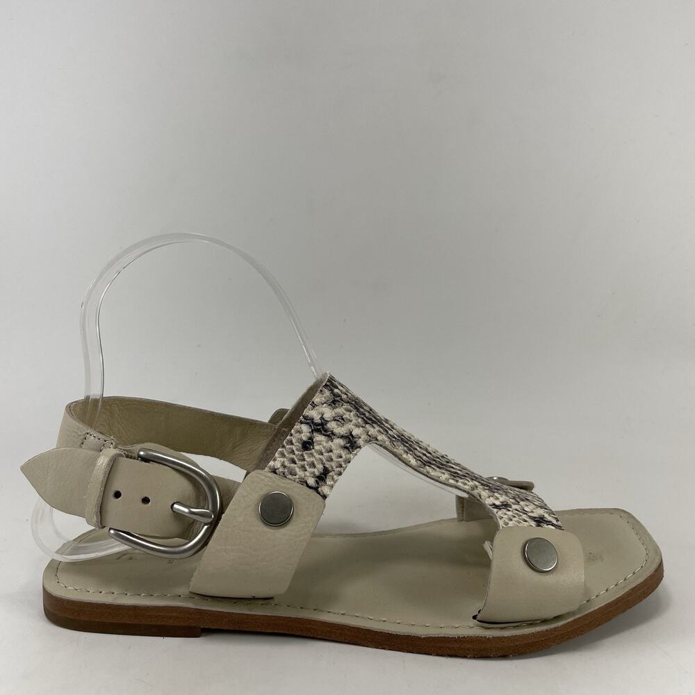 Frye Carson Shield Off White Snake Print Gladiator Sandals Womens Size 6.5 Flat